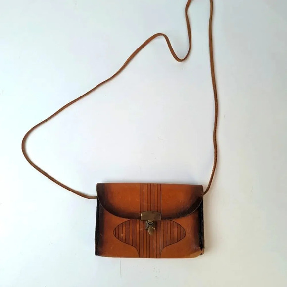 Hand Tooled Leather Crossbody Bag - Picture 1 of 6